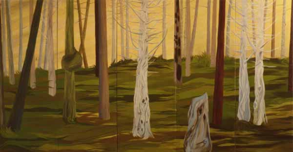 Forest with Cedars oil painting Zoras Garden Lore Stephan