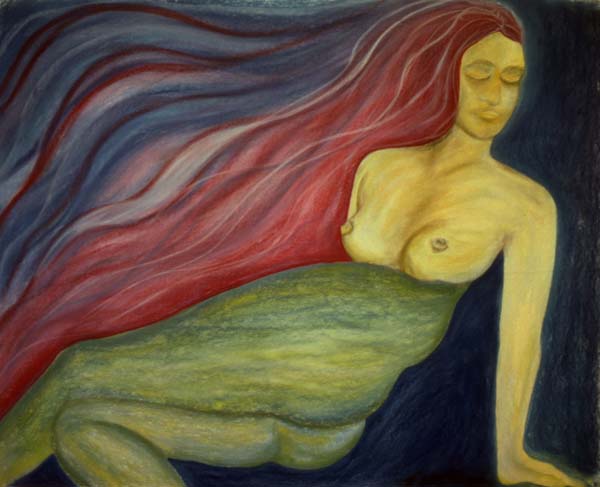 Sea Woman pastel drawing Zoras Garden Lore Stephan