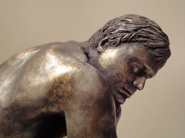 Peaceful Warrior sculpture in cold cast bronze